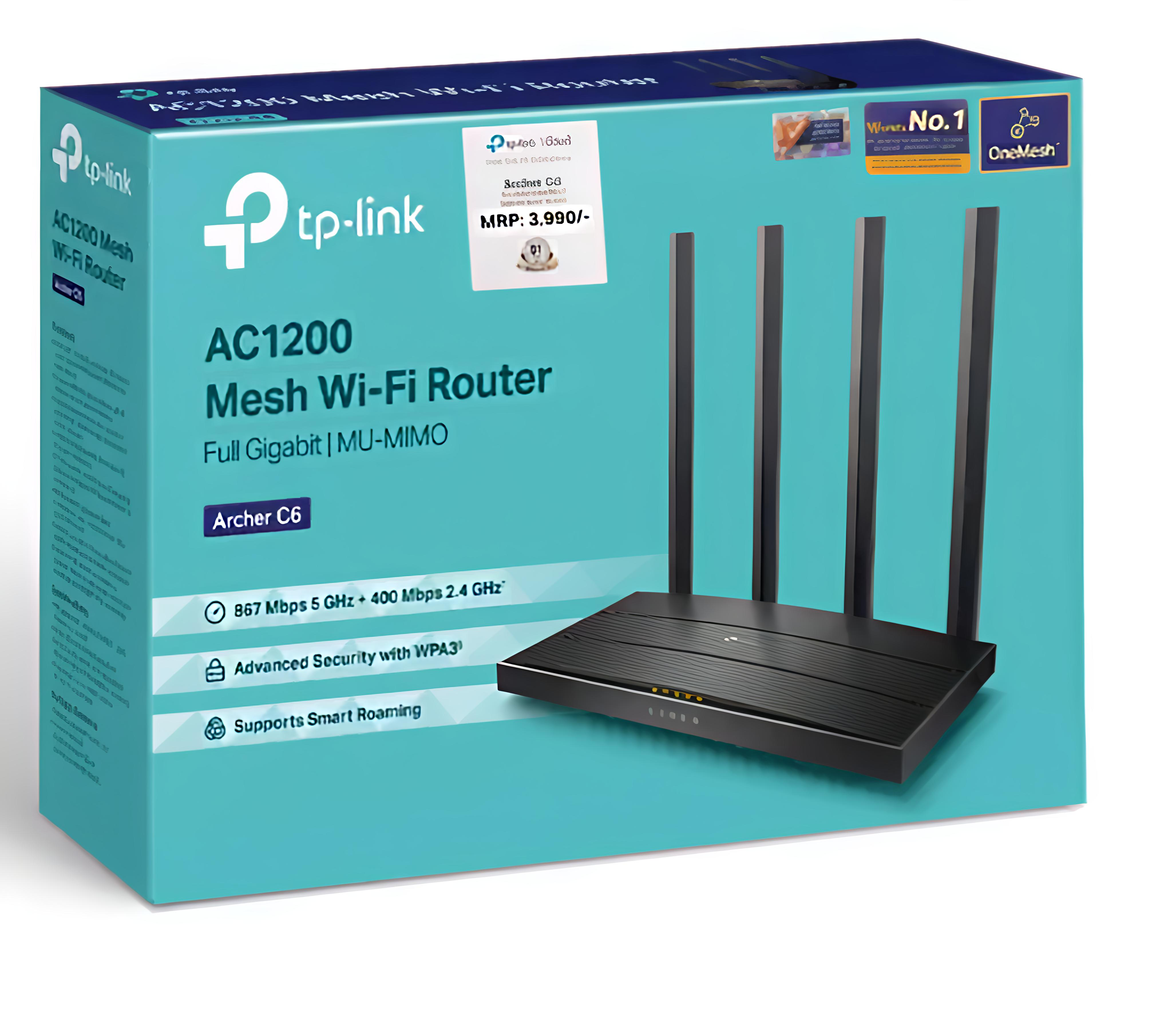 TP-Link Archer C6 V4 AC1200 Mesh MU-MIMO Full Gigabit Router
