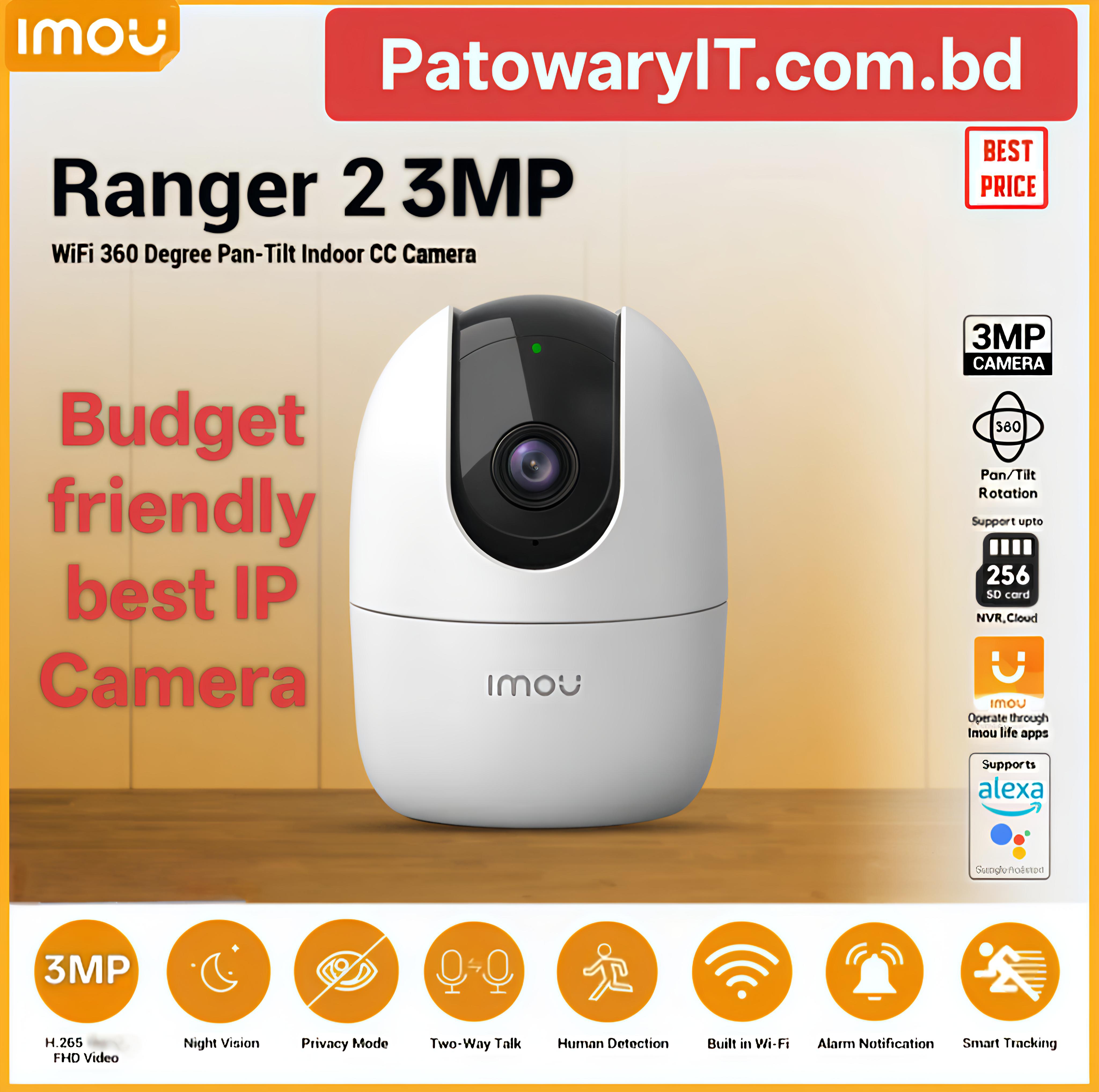RANGER 2 3MP 2K Indoor Smart Security WI-FI IP camera | Pan & Tilt for 360° Coverage | Human Detection | Smart Tracking | Night Vision | Privacy Mode